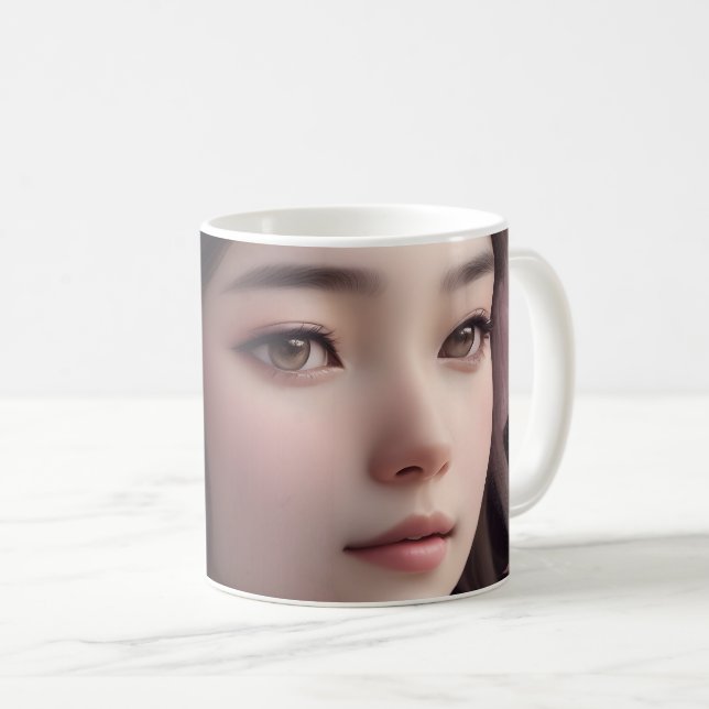 Cherry Blommar Adorned Girl Kaffemugg (Framsida höger)