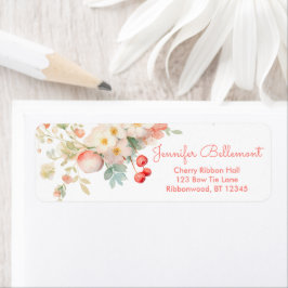 Cherry Blommar Baby in bloom Girl Baby Shower Returadress Etikett