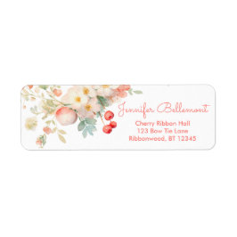 Cherry Blommar Baby in bloom Girl Baby Shower Returadress Etikett