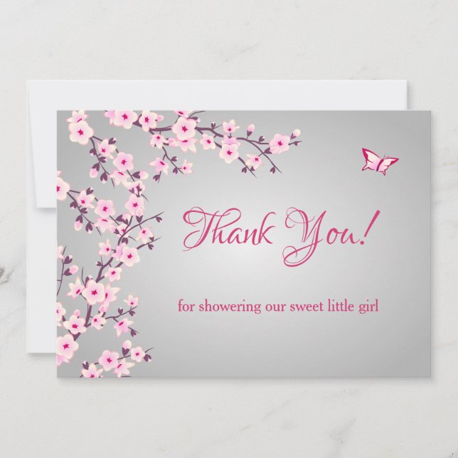 Cherry Blommar Baby Shower | Fototackkort Tack Kort (Framsida)
