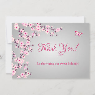 Cherry Blommar Baby Shower Fototackkort Tack Kort