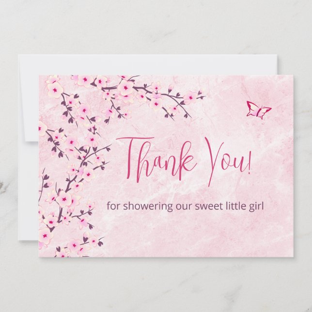 Cherry Blommar Baby Shower | Fototackkort Tack Kort (Framsida)