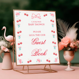 Cherry Blommar Baby Shower Guest Bok Poster