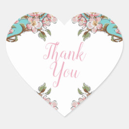 Cherry Blommar Baby Shower Hjärtformat Klistermärke