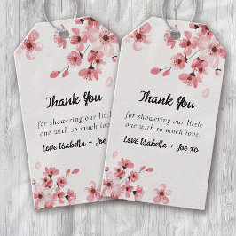 Cherry Blommar Baby Shower Tack Presentetikett