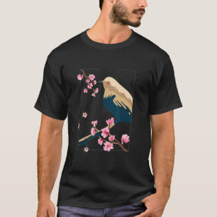 Cherry Blommar Bird Vintage Japansk Block Streetw T Shirt