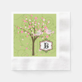 Cherry Blommar Birds Bröllop Pappra Napkins Pappersservett