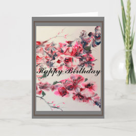 Cherry Blommar Birthday Card Tack Kort