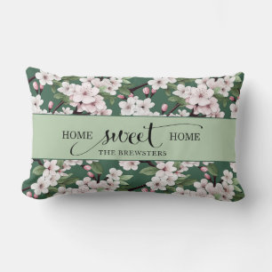 Cherry Blommar Blommigt Home Sweet Home Lumbarkudde