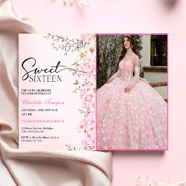 Cherry Blommar Blommigt Sweet sixteen Birthday Inbjudningar