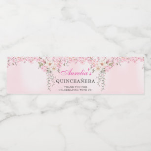 Cherry Blommar Blommigt Sweet sixteen Birthday Vattenflaskor Etikett