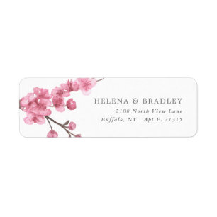 Cherry Blommar Bloom Bröllop Returadress Etikett