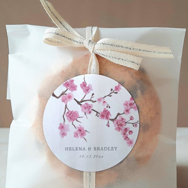 Cherry Blommar Bloom Bröllop Runt Klistermärke (Skapare uppladdad)