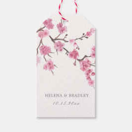 Cherry Blommar Bloom Bröllop Tack Presentetikett