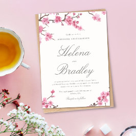 Cherry Blommar Bloom | Inbjudan till Rosa bröllop