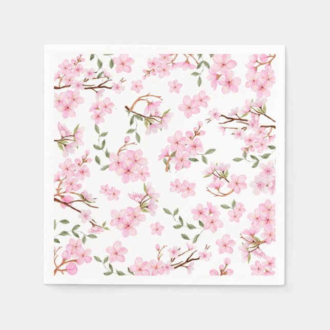 Cherry Blommar Bloom Papper Napkins Pappersservett (Framsidan)