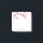 Cherry Blommar Bloom Post-it Block<br><div class="desc">Anteckningsblock med pulserande körsbärsfärgade blommar med temat vattenfärger tillsammans med en dekorfärg för personligen namn på grund.</div>