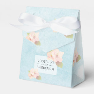 Cherry Blommar Blue Watercolor Wedor Favor Box Presentaskar