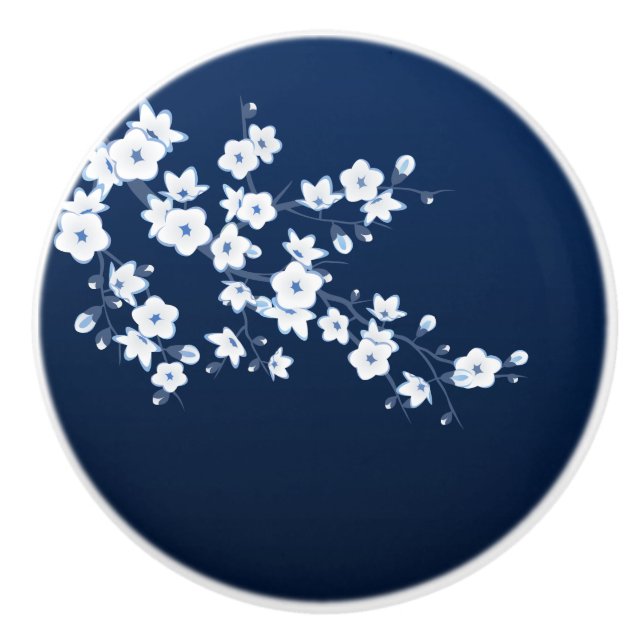 Cherry Blommar Blue White Knopp (Framsidan)