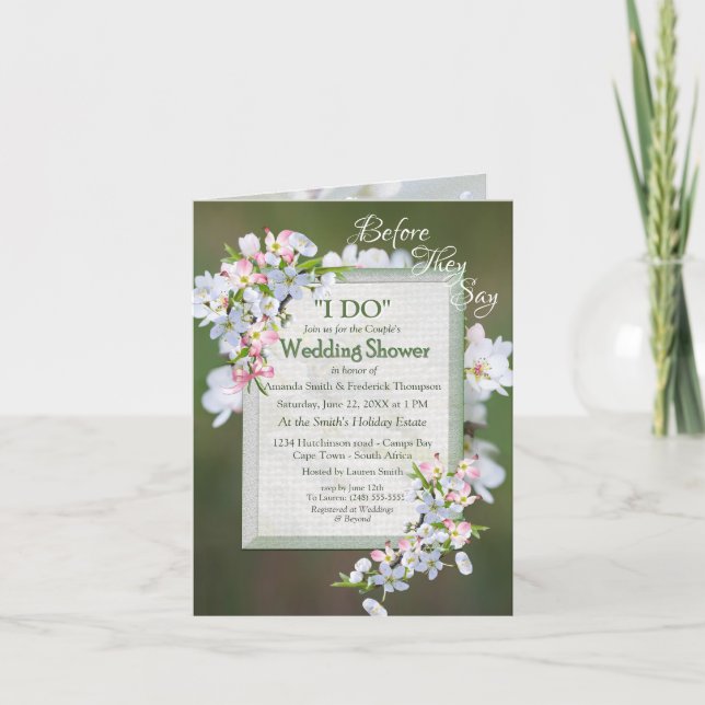 Cherry Blommar Bouquet Couple Shower Inbjudan (Framsida)