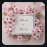 Cherry Blommar Bröllop Fyrkantigt Klistermärke<br><div class="desc">Gratulera till din speciella dag med den här eleganten dekalen för körsbärs blommar bröllop, perfekt för att lägga till en romantisk blommigt till dina inbjudningar, favoritpåsar, kuvert eller presentförpackningar. Den mjuka sakura-rosan blommar upp tätt runt kant och skapar en tidlös och graciös utformning som kompletterar bröllop med ett trädgård, vår...</div>