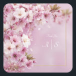 Cherry Blommar Bröllop Fyrkantigt Klistermärke<br><div class="desc">Lägg till en romantisk blommigt vid bröllopsdagen med den här dekalen för körsbärsbär blommar bröllop. Med en känslig rosa sakura blommar längs kant med mjuka guld-accenter, fångar den här designen skönheten i vårtid och kärlek. Den mjuka, dammiga bakgrunden för rosa förbättrar blommigten och skapar den här perfekten för dekaler för...</div>