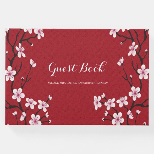 Cherry Blommar Bröllop gäst Gästböcker (Framsida)