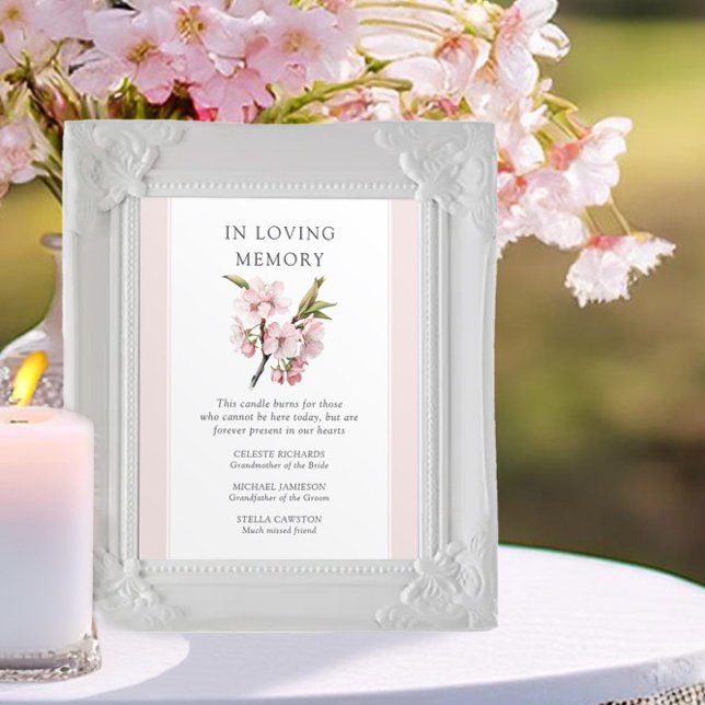 Cherry Blommar Bröllop i Loving Memory Poster (In Loving Memory Sign from the Cherry Blossom Wedding Collection by Darling & May)