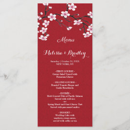 Cherry Blommar Bröllop Menu Program