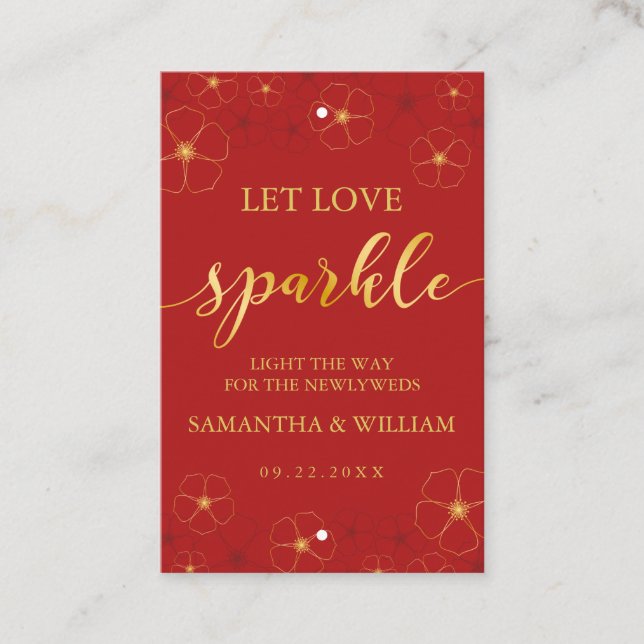 Cherry Blommar Bröllop Sparkler Märkre |Anpassning Visitkort (Framsida)