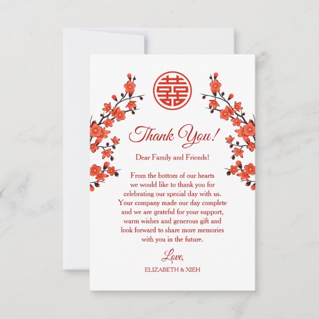 Cherry Blommar Bröllop Tack (Framsida)