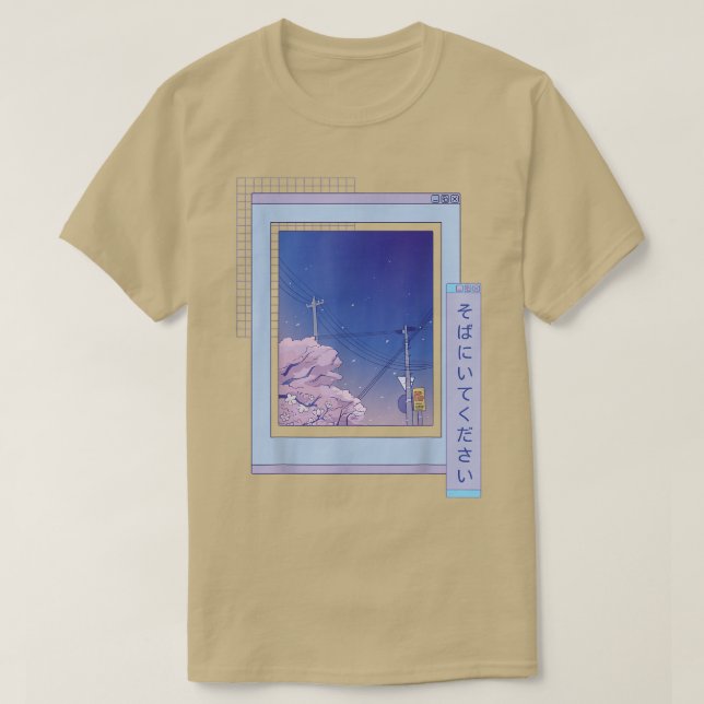 Cherry Blommar Browser Sakura Cute Anime Vaporwave T Shirt (Design framsida)