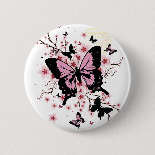 Cherry Blommar Butterflies Knapp