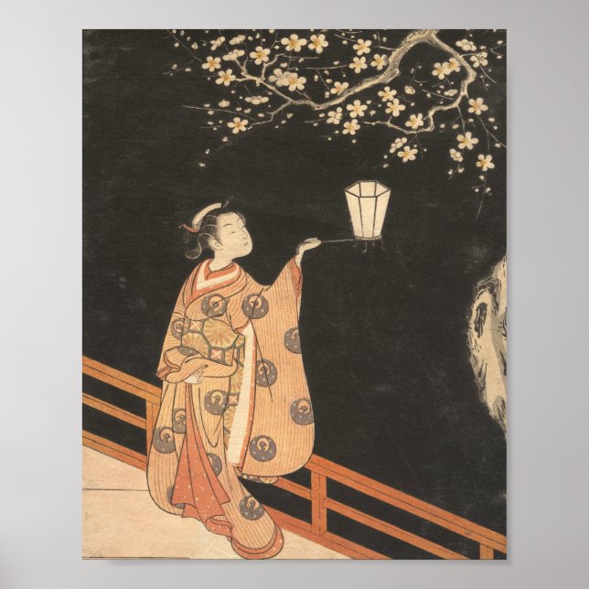 Cherry Blommar by Suzuki Harunobu Poster (Framsidan)