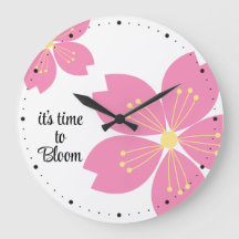 Cherry Blommar Clock "det är dags att Bloom"