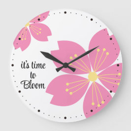 Cherry Blommar Clock "det är dags att Bloom" Stor Klocka