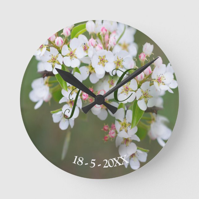Cherry Blommar Clock Rund Klocka (Framsida)
