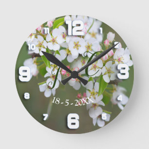 Cherry Blommar Clock Rund Klocka
