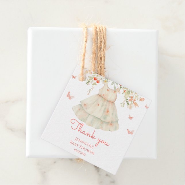 Cherry Blommar Clothesline Baby Shower Tack Gåvor Etiketter (På plats)