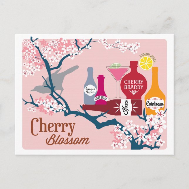 Cherry Blommar Cocktail Vykort (Framsida)