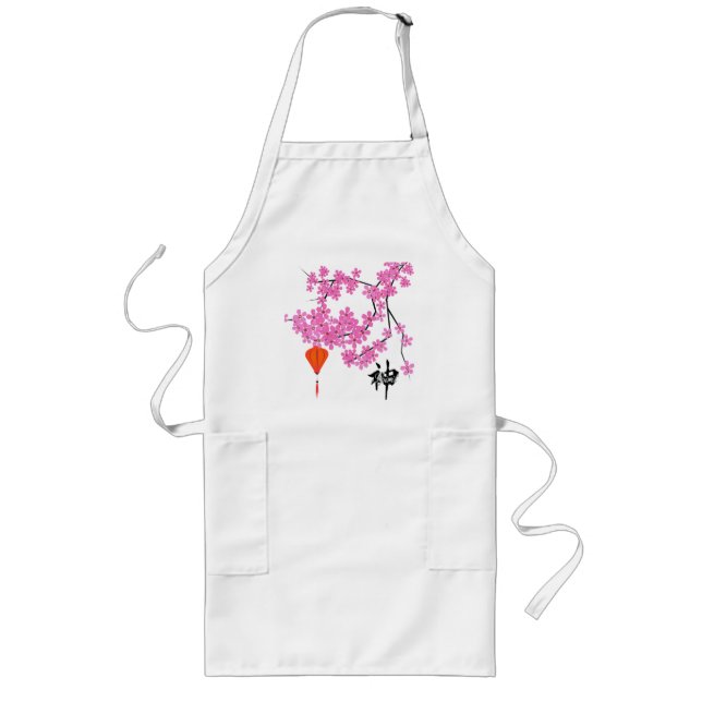 Cherry Blommar Design Apron Långt Förkläde (Framsidan)