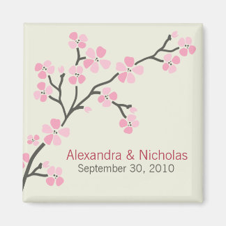 Cherry Blommar Designer Wedding Favor 2 (rosa) Magnet