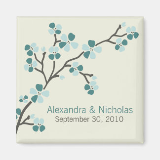 Cherry Blommar Designer Wedding Favor 2 (teal) Magnet