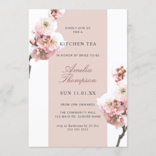Cherry Blommar Dusty Rosa Blommigt Kitchen Tea Inbjudningar