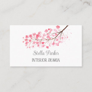 Cherry Blommar Elegant Blommigt Vår Affärskort Visitkort