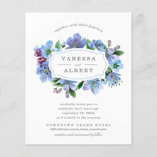 Cherry Blommar Elegant Ram BUDGET Bröllop (Framsida)