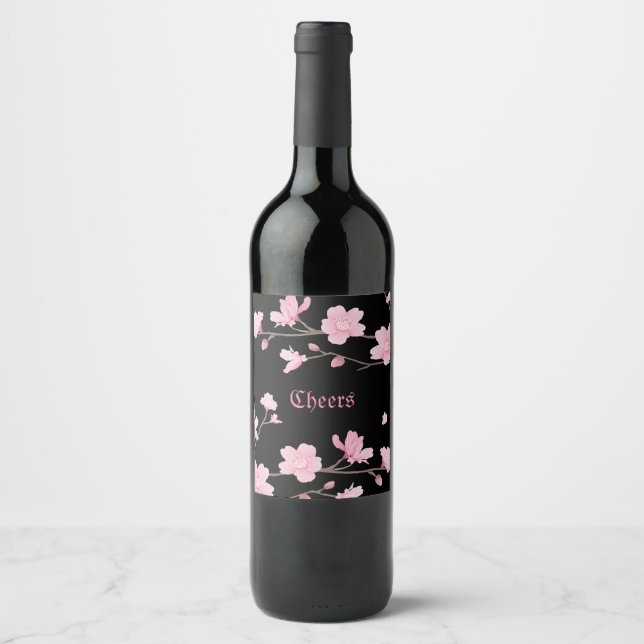 Cherry Blommar - etikett Sakura Vin Flaska (Framsida)
