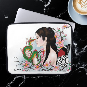 Cherry Blommar Fairy Dragon Vänskap Laptop Sleeve