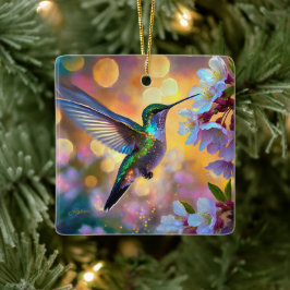 Cherry Blommar Fantasy Hummingbird Julgransprydnad Keramik