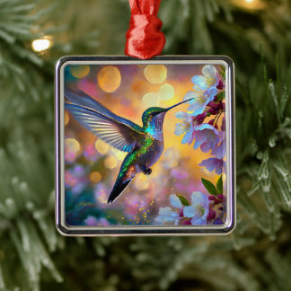 Cherry Blommar Fantasy Hummingbird Julgransprydnad Metall